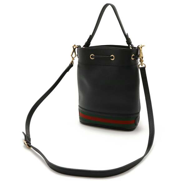 GUCCI Ophidia Small Bucket Bag, Handbag, Shoulder Web Line Leather, Black, 71... - Picture 3 of 10